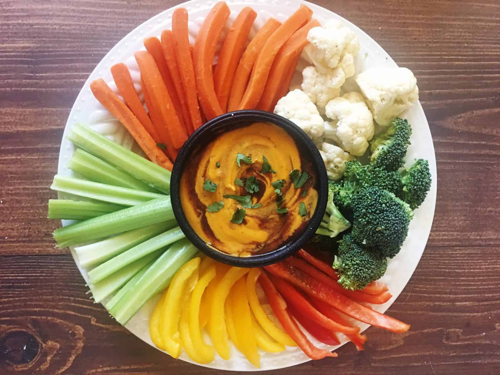 Vegan Chili Cheese Sauce with Vegetable Plate
