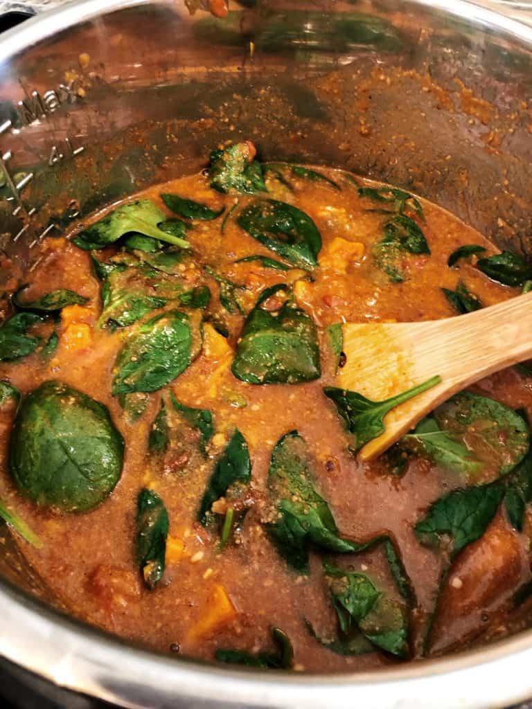 african peanut stew with spinach in instant pot