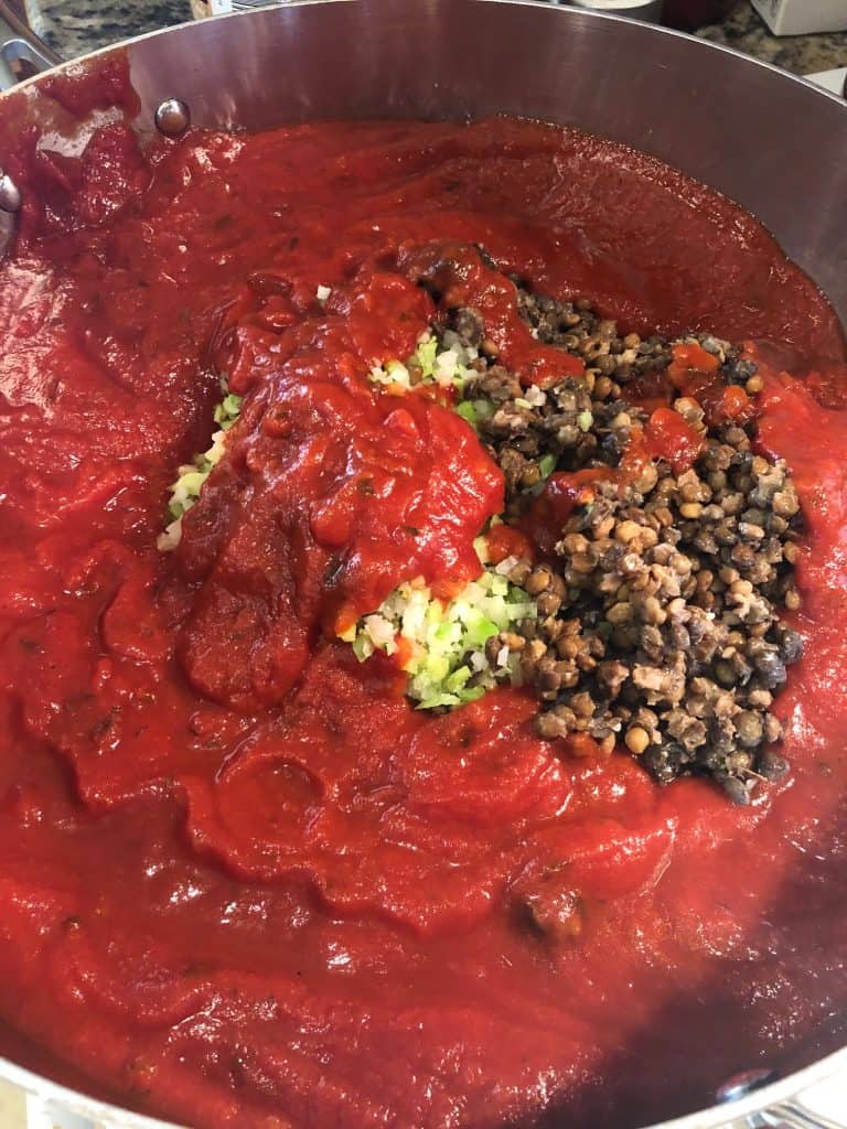 vegan spaghetti sauce in pan