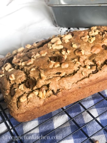 Chocolate Chip banana Nut bread in full loaf