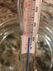 candy thermometer just over 100°