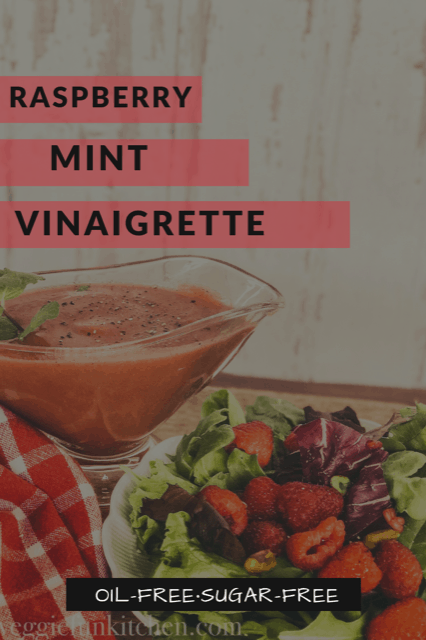 raspberry mint vinaigrette and berry salad with red checkered cloth