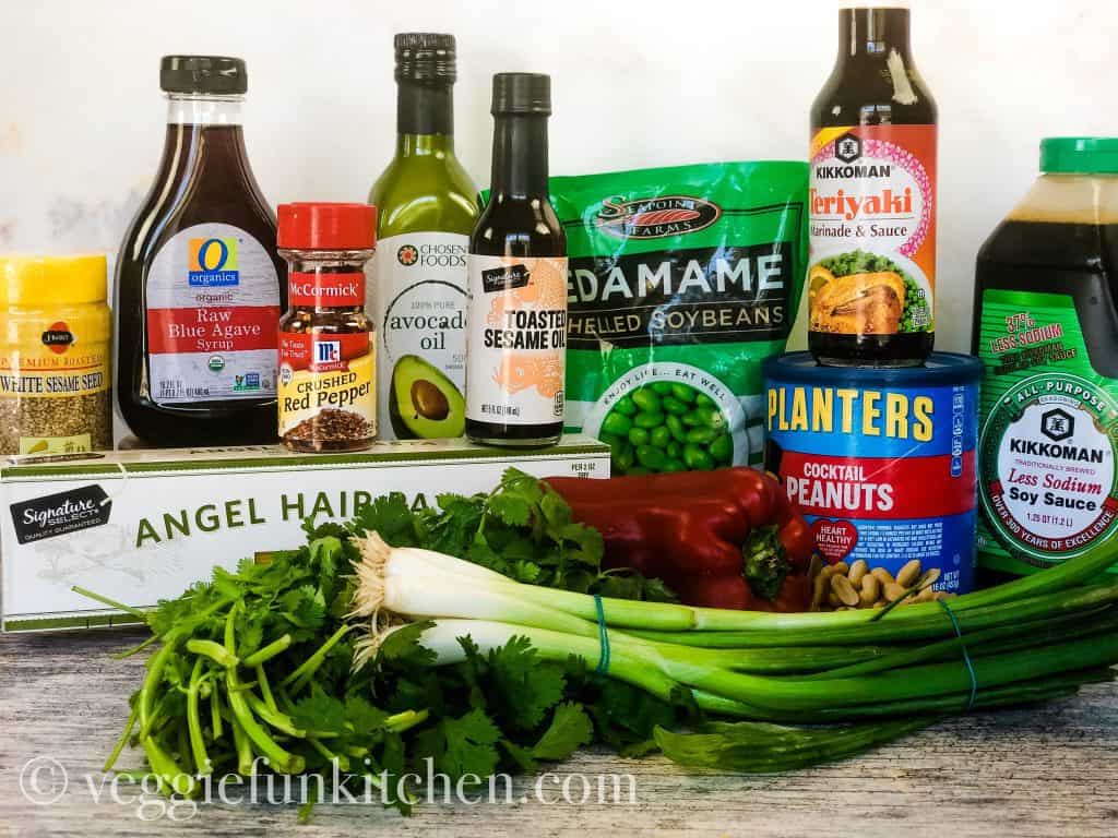 ingredients for asian pasta salad