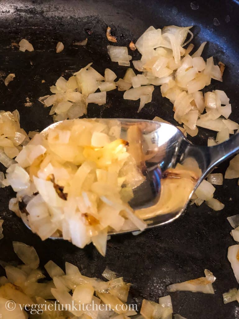 sauteed onions in pan