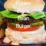 sweet potato black bean burger onn red plate
