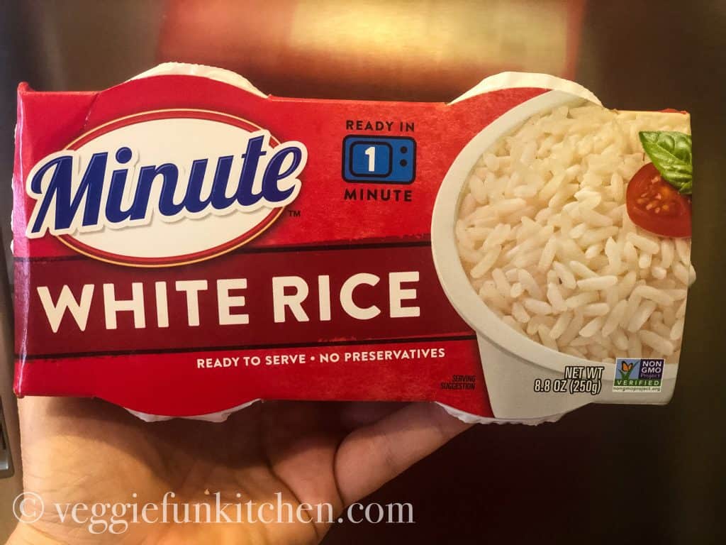 prepared white rice in packaging