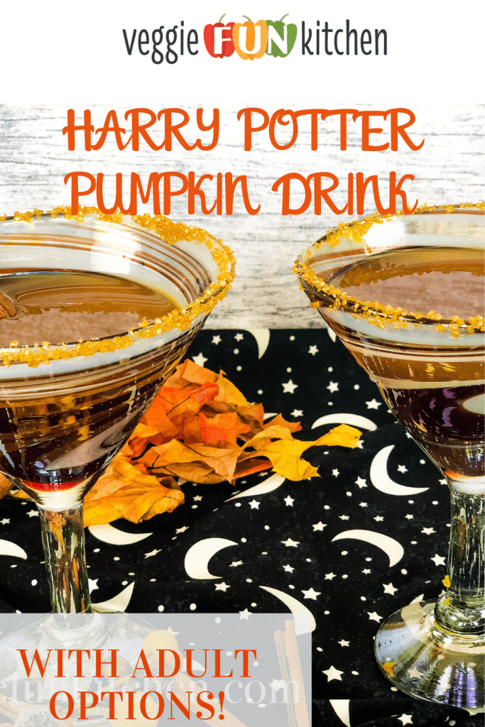 Two martini glasses filled with pumpkin juice with text overlaying 8i