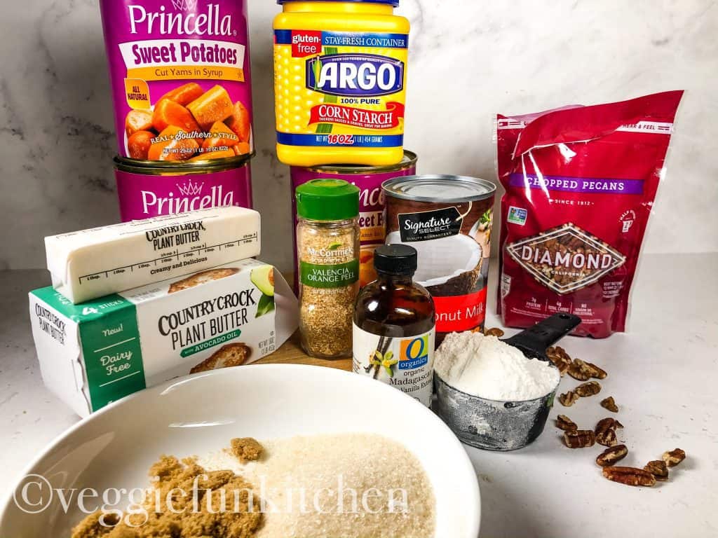 ingredients for sweet potato casserole