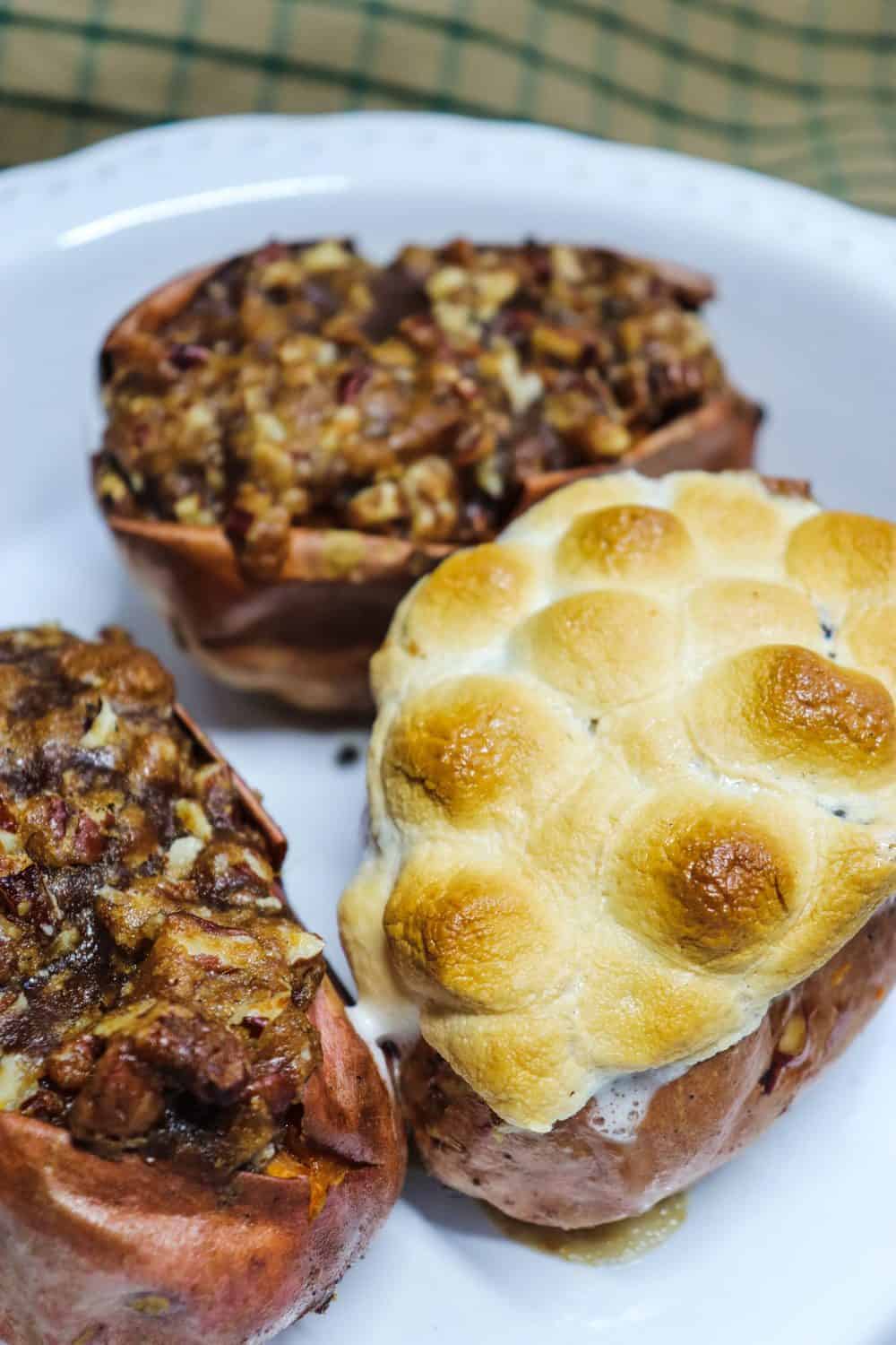 three cooked praline sweet potatoes