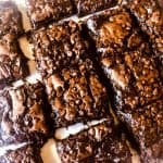 vegan fudge brownies cut and in 16 pieces