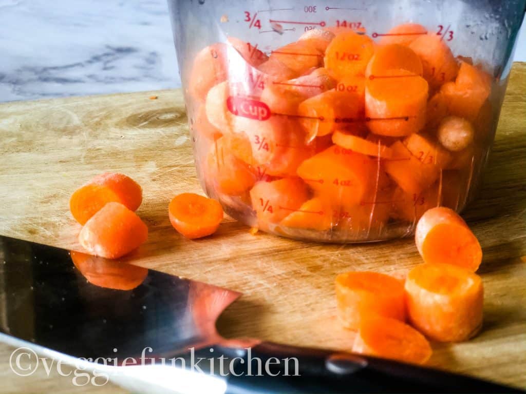 1 1/2 cups cut carrots in glass measuring cup