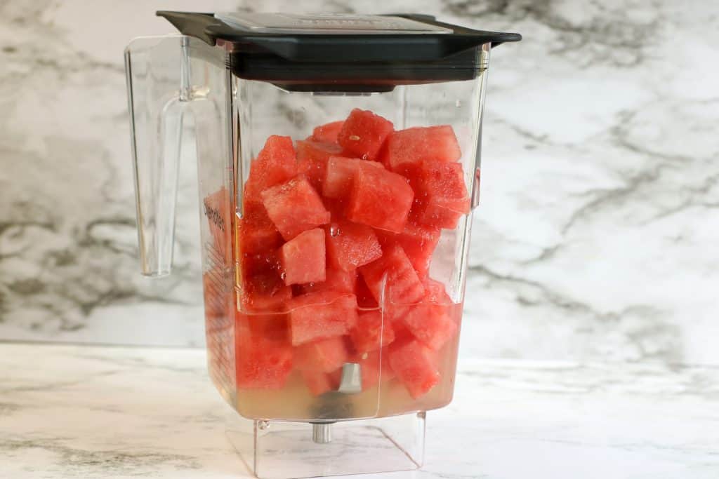 cubed watermelon in blender