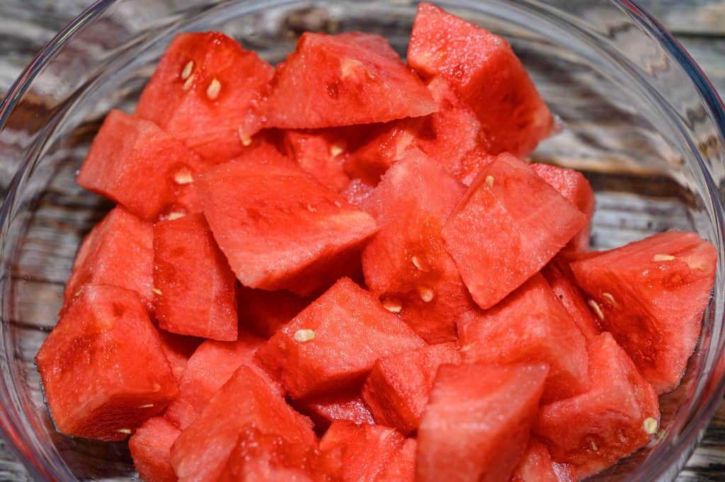 bowl of fresh cubed watermelon