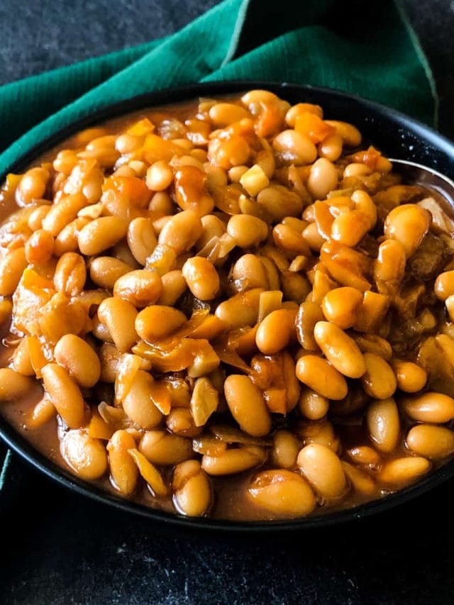 Smokey Sweet Bourbon Baked Beans: Stove-Top Recipe with Canned Beans