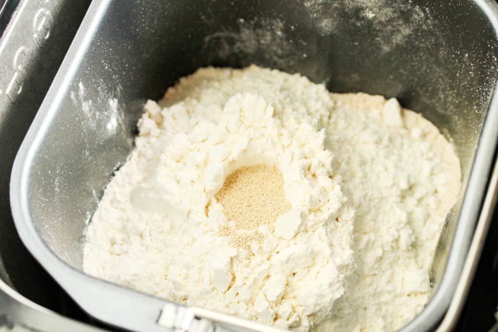 the flour and yeast in bread machine