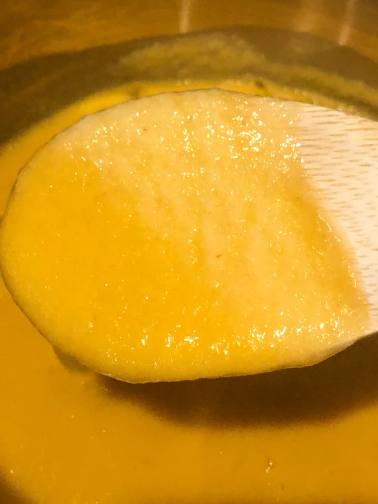 blended peach sauce ready to cook into peach butter
