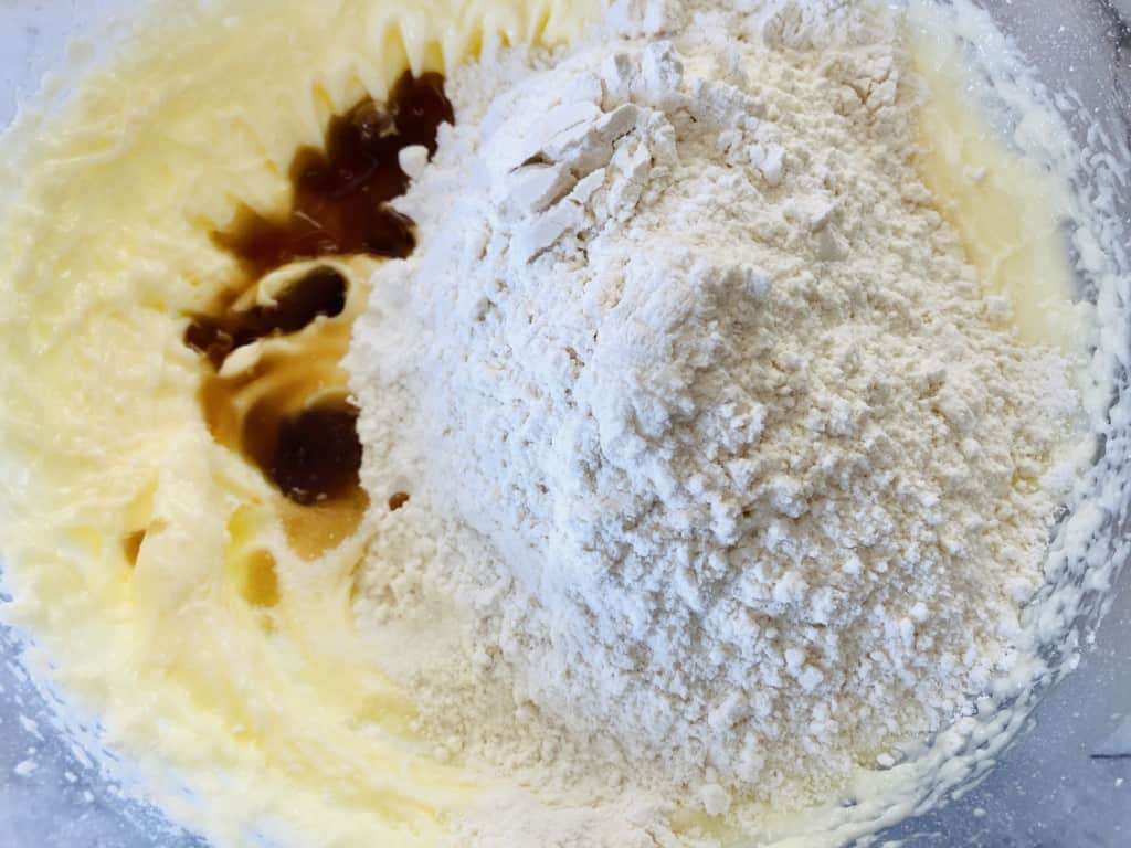 mixed butter and sugar - adding in the flour, vanilla, and other dry ingredients