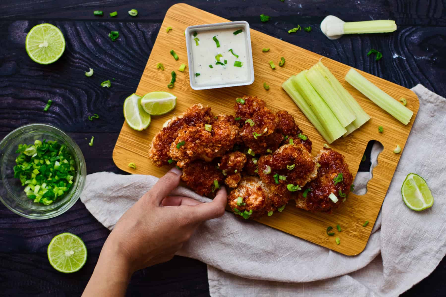 BBQ Buffalo Cauliflower Wings in the Air Fryer, OilFree Veggie Fun