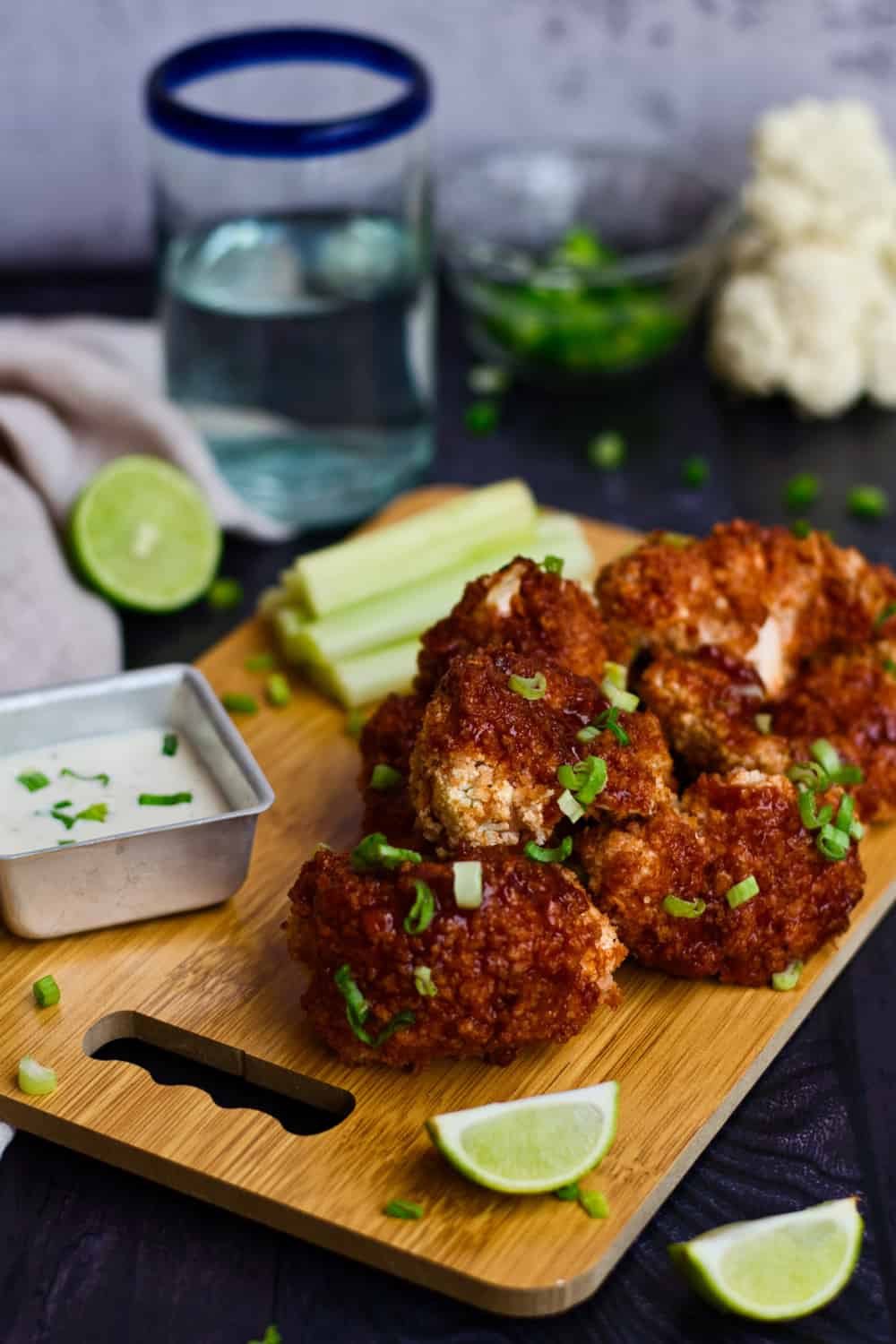 BBQ Buffalo Cauliflower Wings in the Air Fryer, OilFree Veggie Fun