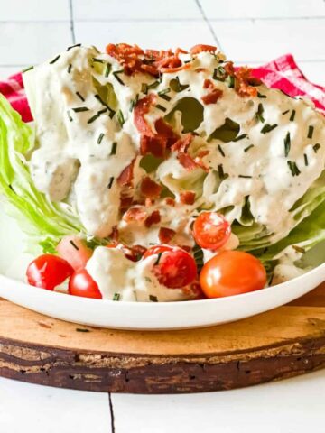 wedge salad with vegan blue cheese dressing