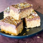 stack of four peanut butter rice krispy treats