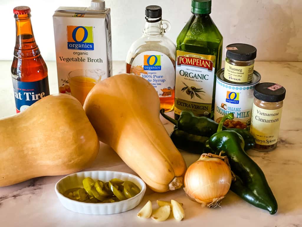 ingredients needed for poblano pepper butternut squash soup