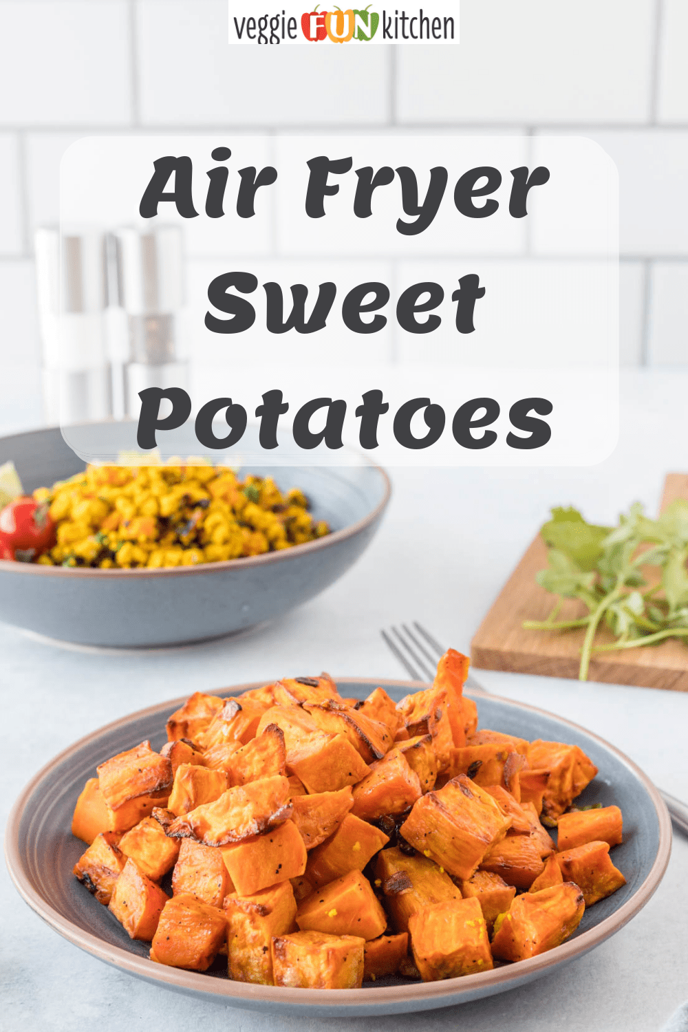 Air Fryer Sweet Potato Cubes with Red Onion Veggie Fun Kitchen
