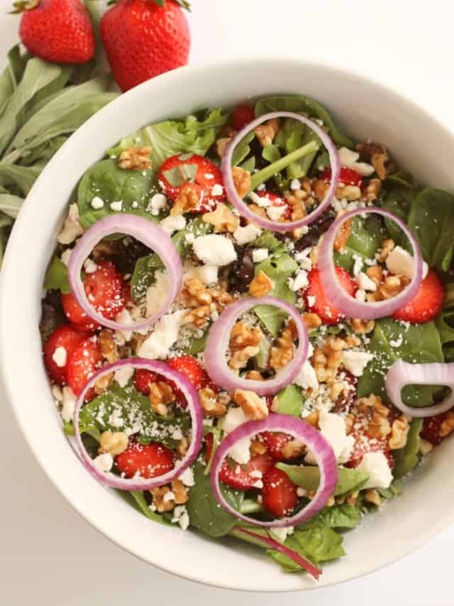 Vegan Friendly Strawberry Walnut Salad with Mint and Feta Recipe