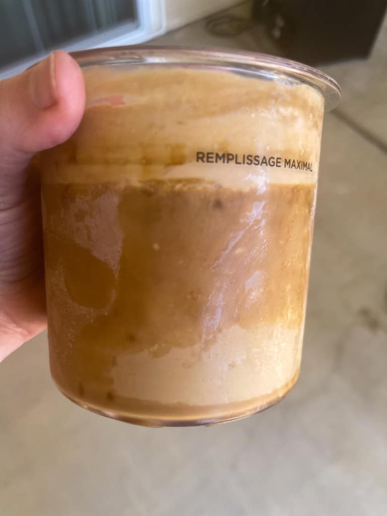 coffee ice cream in Ninja Creami container
