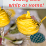 two crystal dishes with dole whip with pinterest text overlay