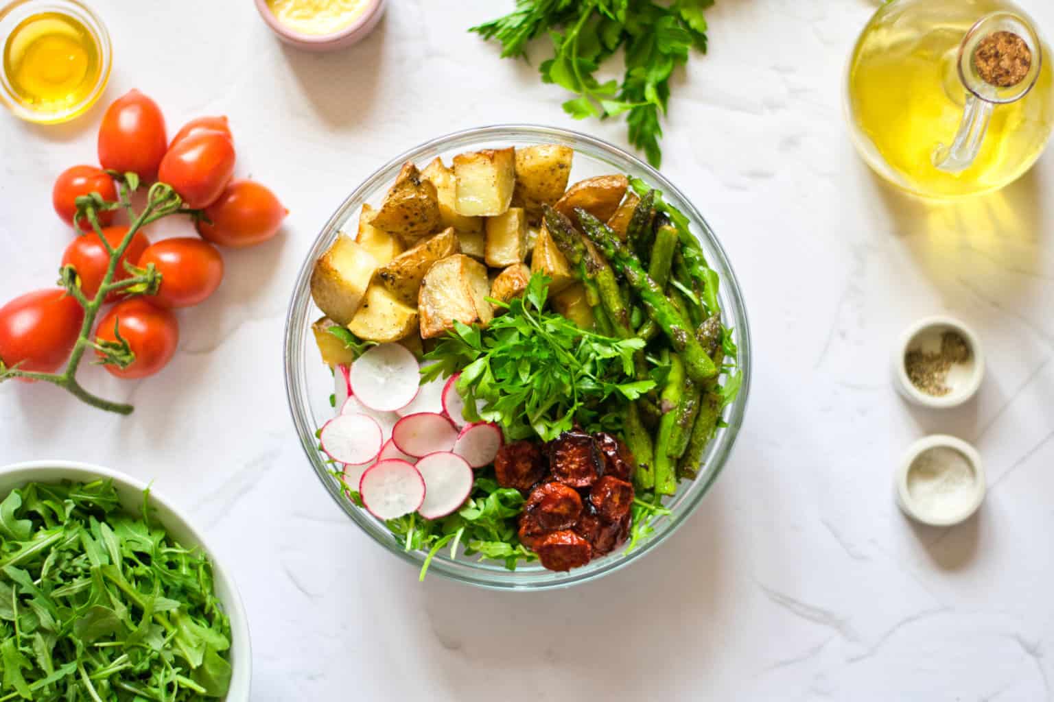 Spring Vegetable Salad with Roasted Potatoes - Veggie Fun Kitchen