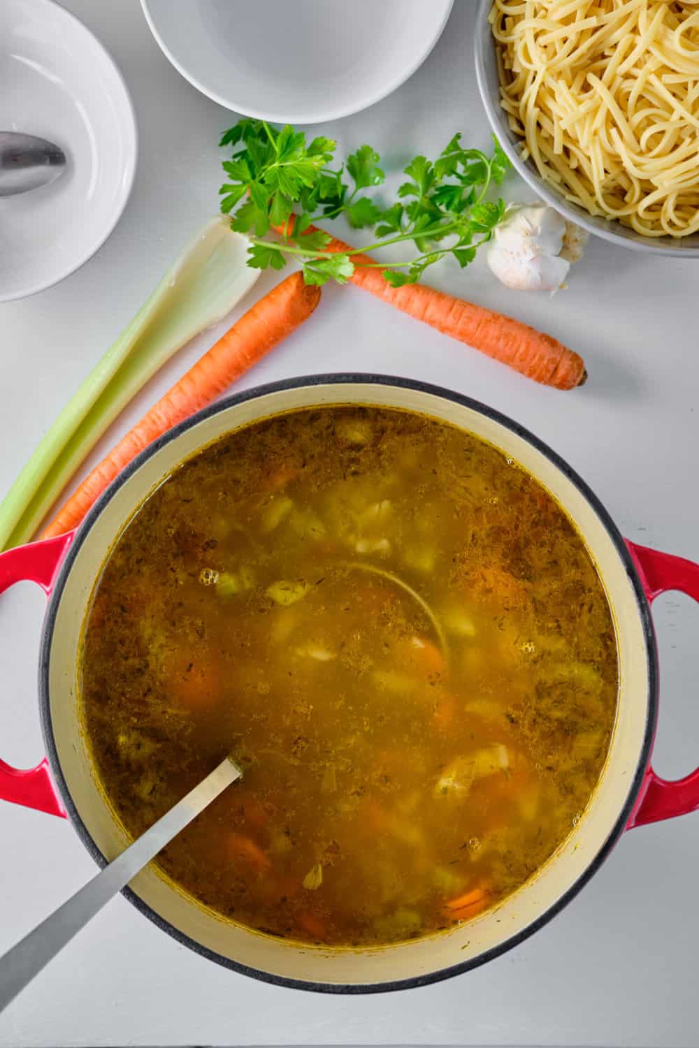 Vegan Chickpea soup with Noodles and Vegetables - Veggie Fun Kitchen