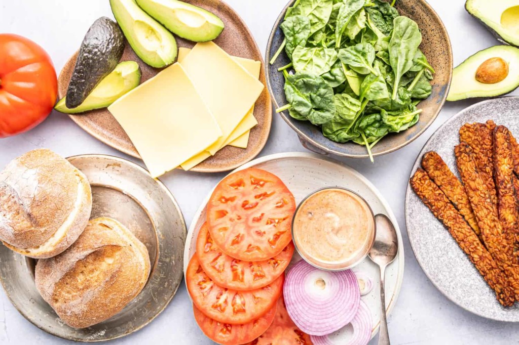 Ingredients needed for vegan BLT panini