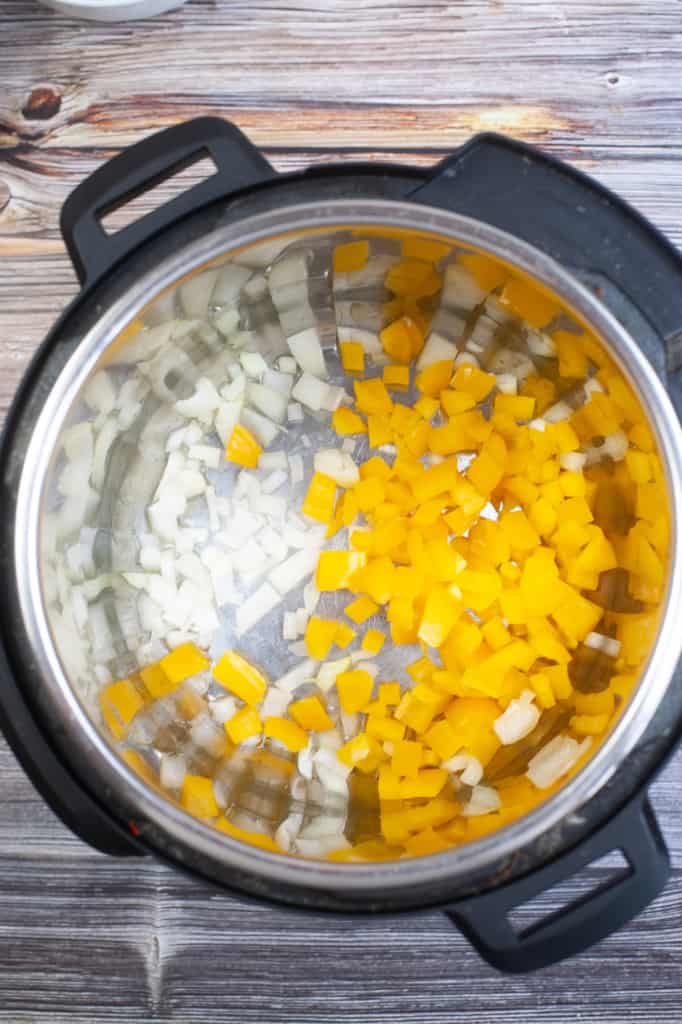 sauteing peppers and onions in the instant pot
