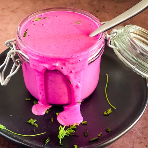 spoon in pink sauce