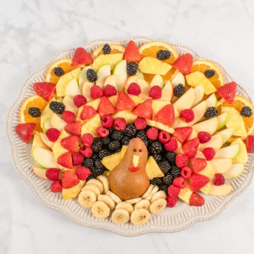 completed turkey fruit tray