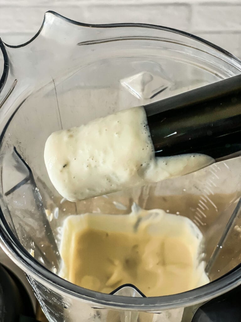 showing creamy texture of blended silken tofu