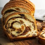 sliced loaf of cinnamon swirl bread