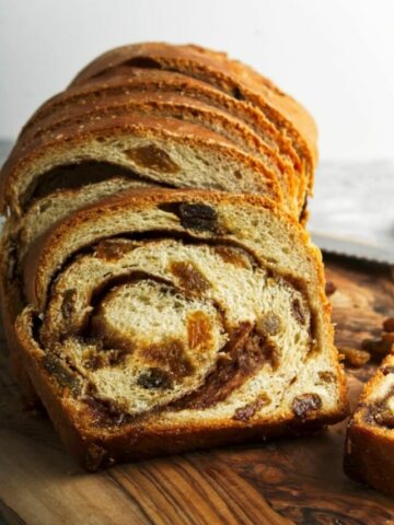 sliced loaf of cinnamon swirl bread