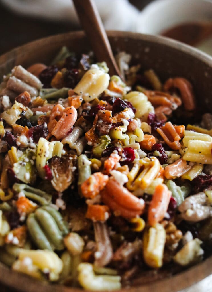 Tossing together the fall pasta salad.