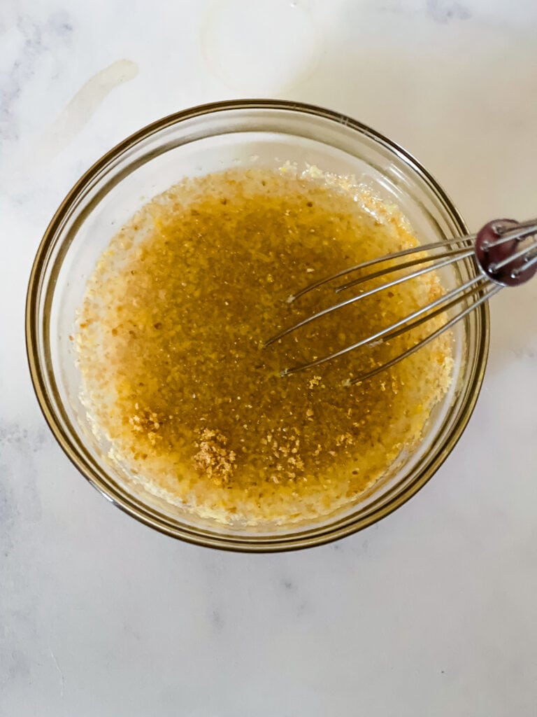 Mixing together the flax egg.