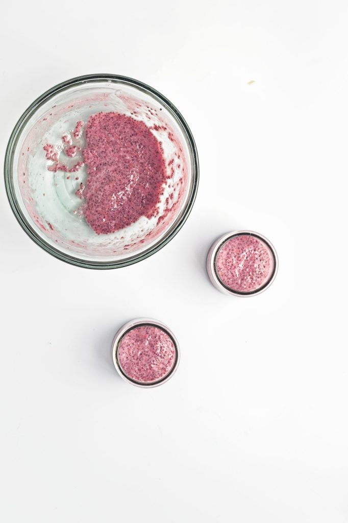 Layering in the raspberry chia mixture