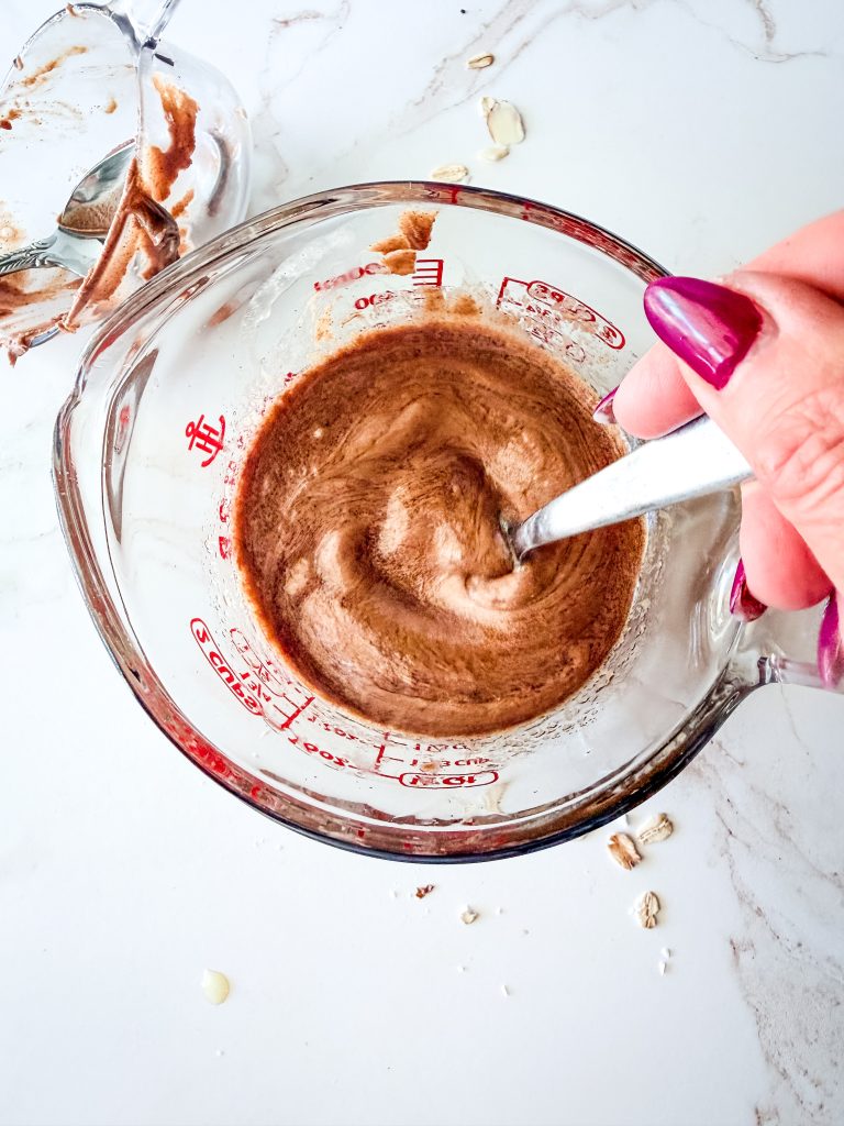 stirring the melted almond butter mixture