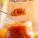 Spooning out the pumpkin jam with Pinterest text overlay.